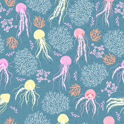 Sea corals color seamless pattern Royalty Free Vector Image