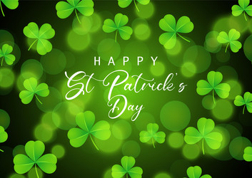 St patricks day background with shamrock on bokeh vector