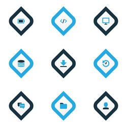 interface icons colored set with folder history vector image