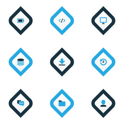 Interface icons colored set with folder history vector