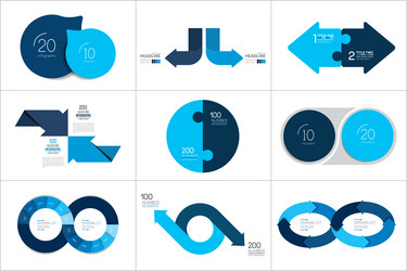mega set of two elements steps chart diagram vector image