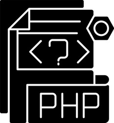 php file black glyph icon vector image