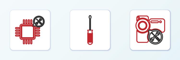 set line video camera service processor vector image