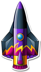 a sticker template with rocket space cartoon vector