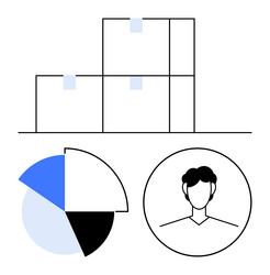 boxes pie chart and user profile representing vector image