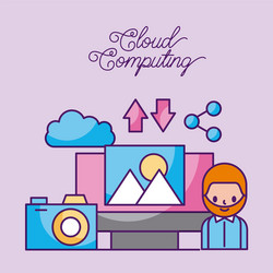 cloud computing people share digital network vector image