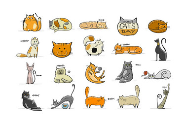 Funny cats set Royalty Free Vector Image - VectorStock