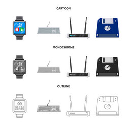 isolated object laptop and device sign set vector image