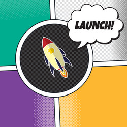 rocket ship launch theme art vector