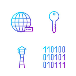 set line binary code watch tower social network vector image
