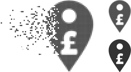 Pound map marker decomposed pixel halftone icon vector