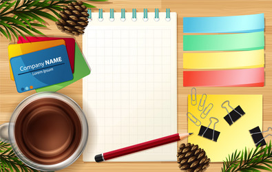 blank note and mark close up on desk vector image