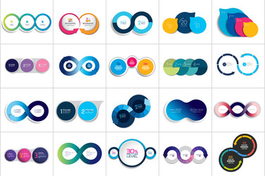 Set of Round Circle Diagrams & Charts vector image