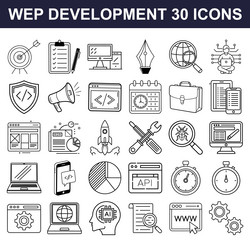 30 web development line icons modern app design vector image