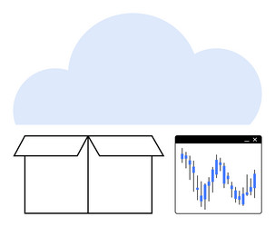 cloud computing concept with open box vector image