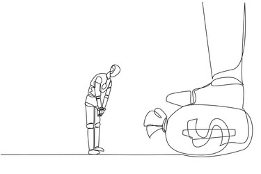 continuous one line drawing smart robot nodded vector image