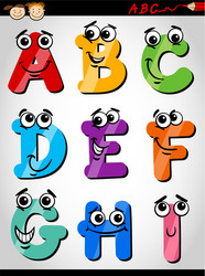 Cute Alphabet Letters Cartoon Vector Image