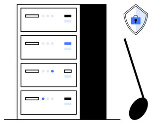 data security and privacy concept with server vector image