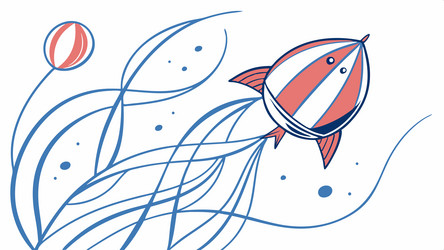 flying fish kite with abstract waves playful vector image