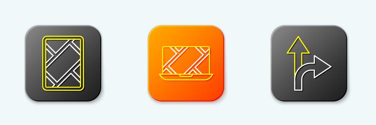 set line gps device with map city navigation vector image