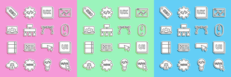 set line ui or ux design computer mouse site map vector image