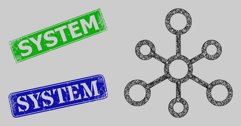 Textured system seals and hatched links web vector