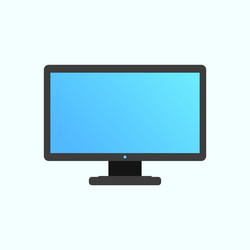 Flat computer monitor blue screen isolated icon vector