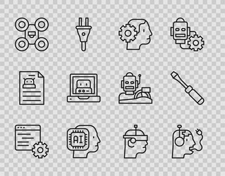 set line computer api interface robot charging vector image