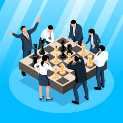 isometric chess business composition vector