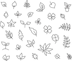 Leafy Sketch Collection Vector Image