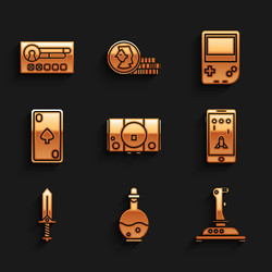 set video game console bottle with magic elixir vector image