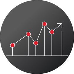 Growing graph button showing improving statistics vector