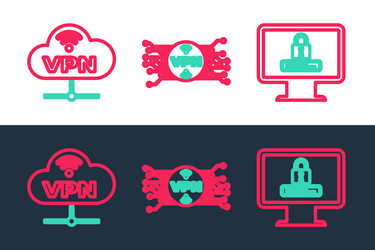 set line monitor with password vpn network cloud vector image