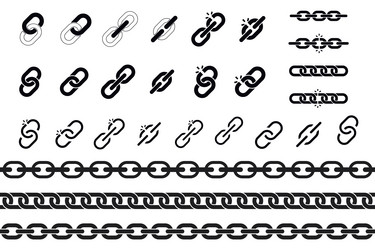 set of icons and borders made with chains vector image
