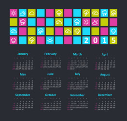 calendar 2015 year with weather icons vector