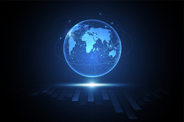 global network connection world map point vector image