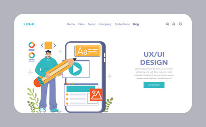 ux and ui design web banner or landing page app vector image