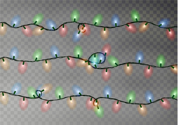 christmas color lights string transparent effect vector image