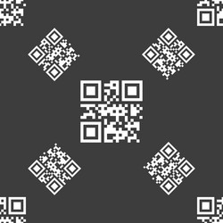 qr code icon sign seamless pattern on a gray vector image