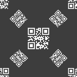 Qr code icon sign seamless pattern on a gray vector