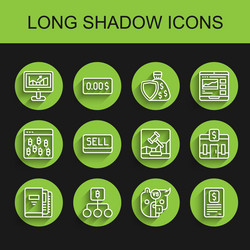 set line office folders computer with growth vector image