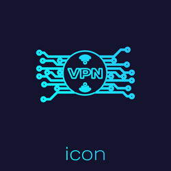 turquoise vpn in circle with microchip circuit vector image