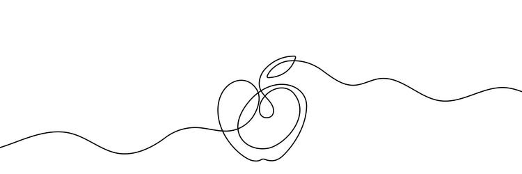 continuous editable line drawing of apple shape vector image