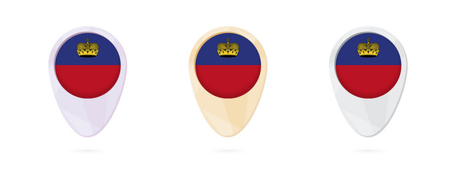 map markers with flag liechtenstein 3 color vector image