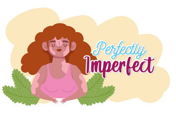 perfectly imperfect young woman with skin problem vector