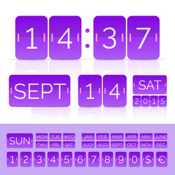 violet analog counter and flip calendar isolated vector