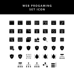 web programing glyph style icon set vector image