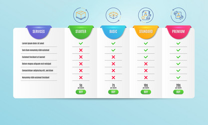 algorithm delivery box and opened icons set vector