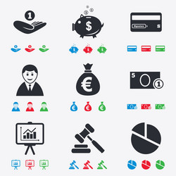 Money cash and finance icons piggy bank sign vector