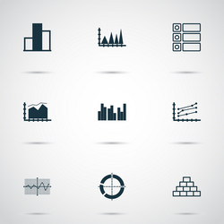 set of graphs diagrams and statistics icons vector image
